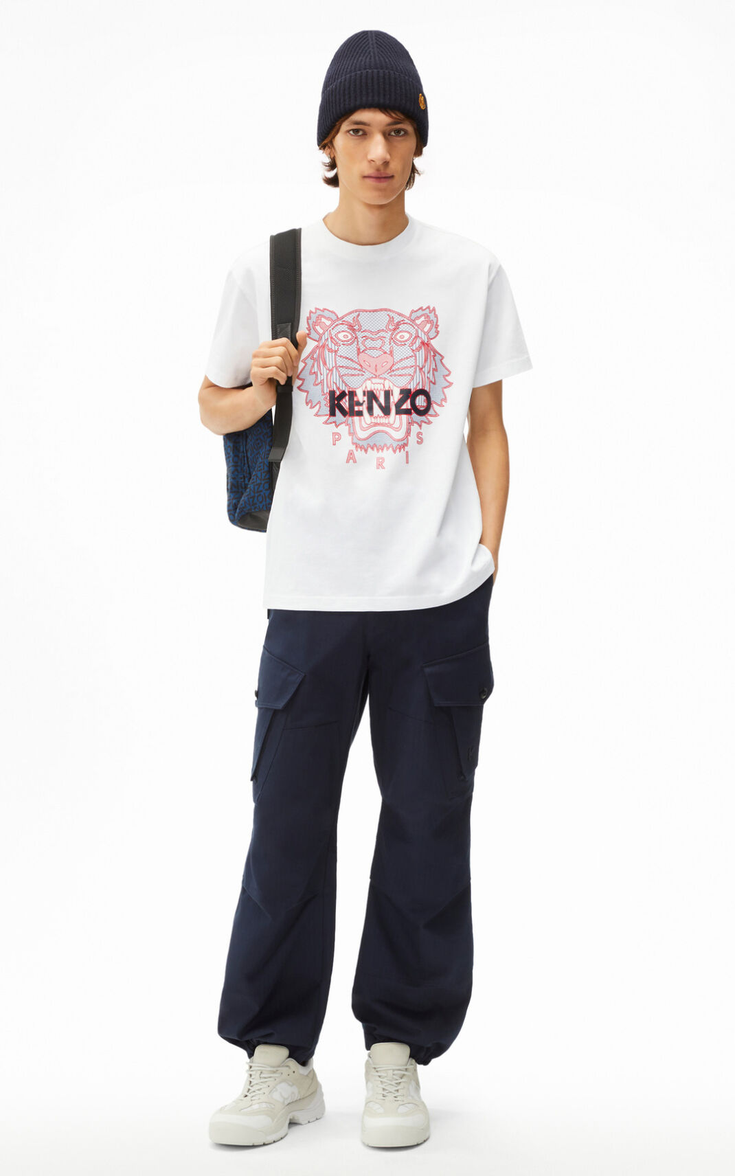 T Shirt Kenzo Tiger Homme Blanche | CPNF-78165